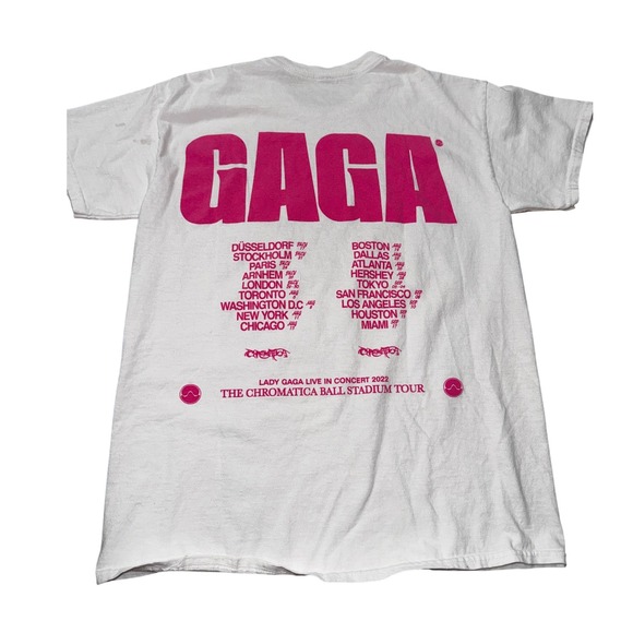 Lady Gaga Other - Lady Gaga The Chromatica Ball 2022 Tour Concert T-Shirt White Pink Black Small